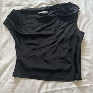 Abercrombie Asymmetrical Draped Satin Top